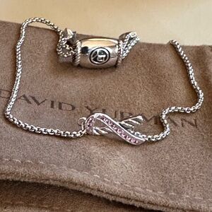 David Yurman Pink Ribbon Silver Station Bracelet